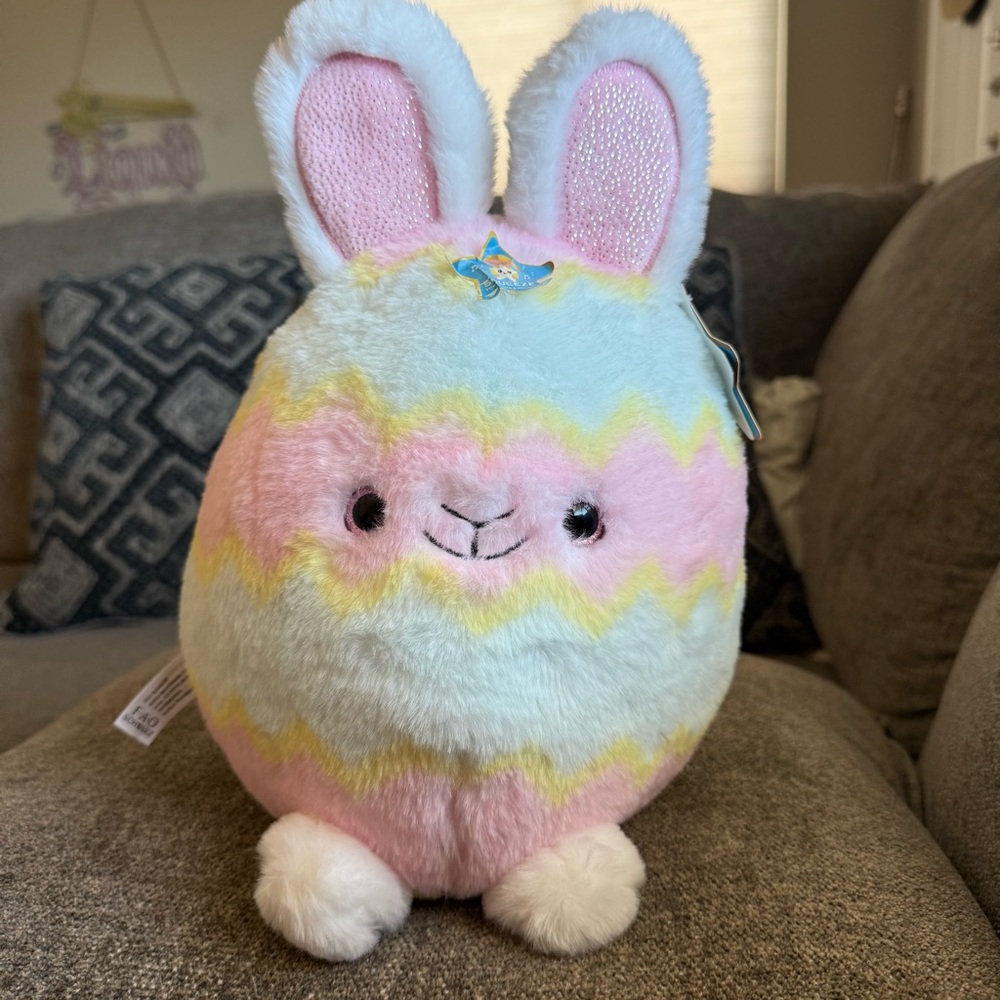 FAO Schwarz Glow-Brights Plush with Pink, Yellow, and White Easter